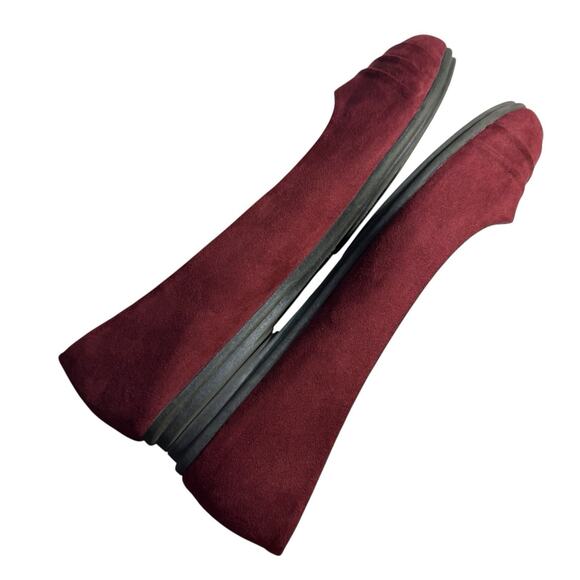 AE American Eagle Womens Shoes Port Red Wine Ballet Flats Size 9 Pleated Detail - Picture 5 of 12